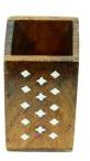 Lacquer Inlay Art Diamond Design Wooden Pen Stand