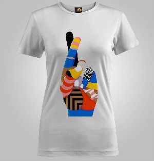 LADIES PRINTED T SHIRTS (FINGER CROSS)