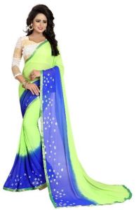 Green Blue Bandhani Chiffon Sarees