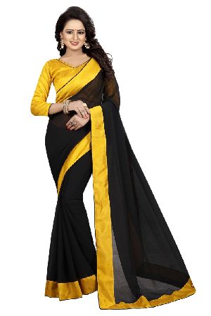 Mirchi Black Chiffon Lace Sarees