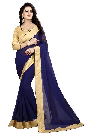 Mirchi Navy Chiffon Lace Sarees