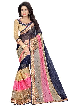 Pearl Navy Embroidered Sarees