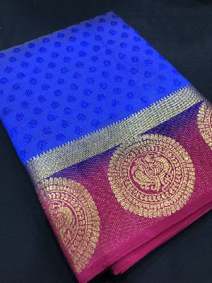 Rich Peacock Blue Pink Sarees