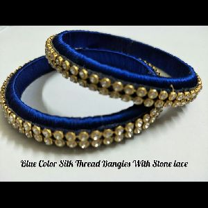 Blue Silk Thread Bangle Set