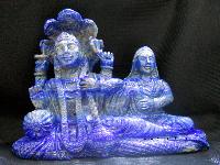 Lapis Stone laxmi and vishnu carved