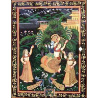 Silk Radha Krishna Painting