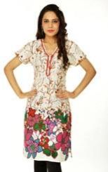 Light Cream Cotton Readymade Kurti