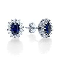 Blue Sapphire  Diamond Earring