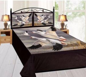 Bird Print Velvet Double Bed Sheet Set