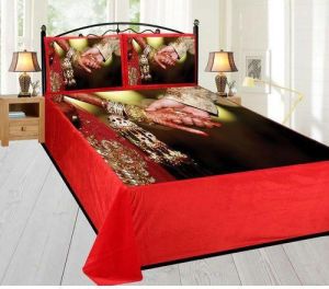 Wedding Photo Print Velvet Double Bed Sheet Set