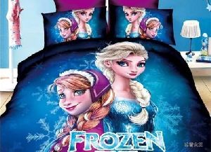 Frozen Princess Print Velvet Double Bed Sheet Set