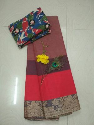 60 count chettinad cotton sarees with kalamkari blouse