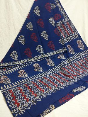 ajrakh block printed soft cotton malmal sarees with blouse