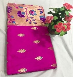 banarasi soft weaving silk sarees with meenakari weaving