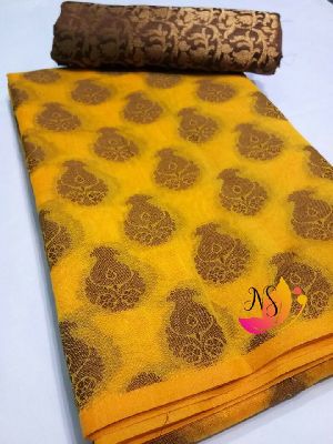 banarasi thread weaving cotton silk sarees with brocade blouse