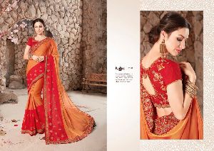 designer embroidery work silk fancy sarees from ambica eternal beauty singles Size