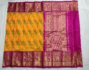 Exclusive Ikkat kanchi border Sarees