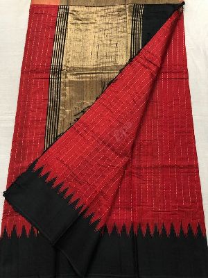 handloom khadi silk sarees with temple border and blouse