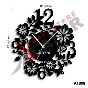 Laser Cut Designer Numeric Flower Wall Clock