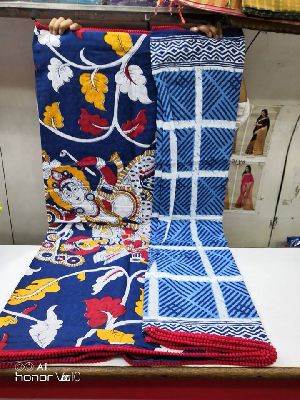 Bagru block print sarees with pompoms