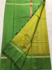 Pure Handloom Temple Border Khadi Silk Sarees