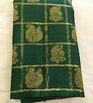 Pure kanchipuram silk handwoven 3g pure silver zari saree with contrast blouse