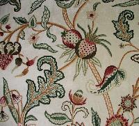 hand embroidered crewel fabric