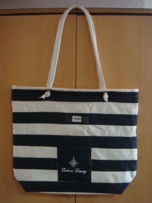 Cotton Handle Striped Bag