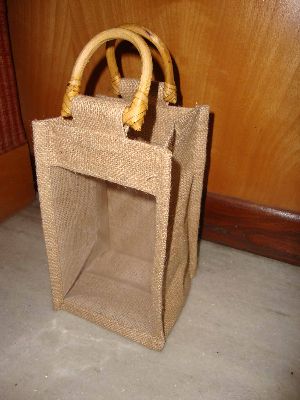 Jute Jar bag with D Cane handle