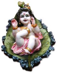 Mould Marble Krishna Resting On Leaf