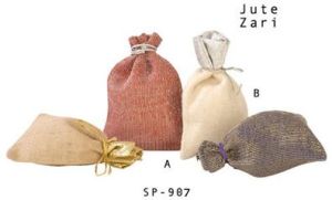 SP-907 Jute Zari Drawstring Bags