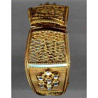 BG-16 Antique Gold Plating stone work cuff bangle