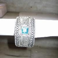 Antique Silver Plating Turquoise stone work cuff bangle