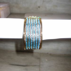 BG-338 Antique Gold Plating Glass Beads Work cuff bangles