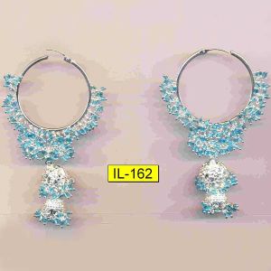 IL-162 Silver Plating beads work Chandelier Earrings