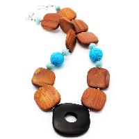 Wooden and Glass Beads Necklace