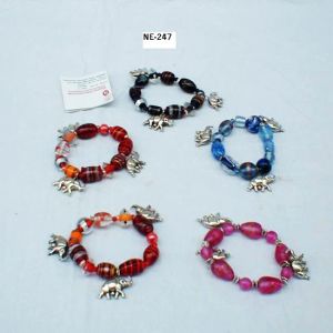 NE-247 glass & metal beads Work Stretch bracelet