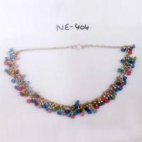 NE-404 multi colour glass beads Work necklace