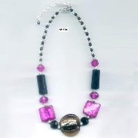 NE-604 glass beads fitted with silver plating metal Beads necklace