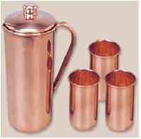 Copper Glasses and Pitcher