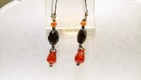 Black Oval Faceted Red Drop Earring