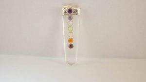 Crystal Quartz Pendant flat pencil shaped 7 chakra stones