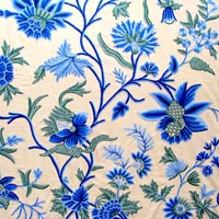 Blue Patels Crewel Curtain Fabric