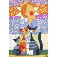 Cat Design Chain Stitched Rugs