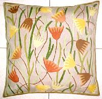 Chain Stitched Floral Cushion Cover