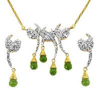 Peridot Diamond Pendant Set