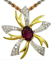 Rhodolite Diamond Pendant