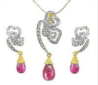 Tourmaline Diamond Pendant Set