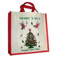 Jute Christmas Shopping Bag