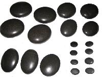 JMH-108 (14 piece Hot Stone Set) 8500/- Set Configuration:  1 Sacrum/Belly Stone 1 Single Taper Oblong Stone 1 Double Taper Oblong Stone 1 Small